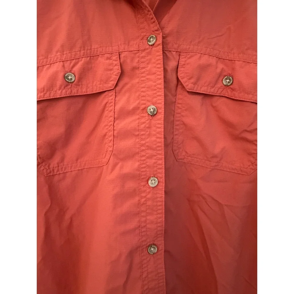 Eddie Bauer Travex Mens XL Coral Pink Ripstop Short Sleeve Hiking Shirt Top